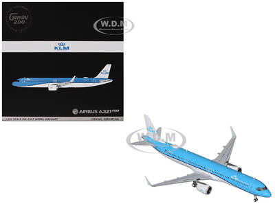 Airbus A321neo Commercial Aircraft KLM Royal Dutch Airlines (PH-AXA) Blue and White Gemini 200 Series 1/200 Diecast Model Air...