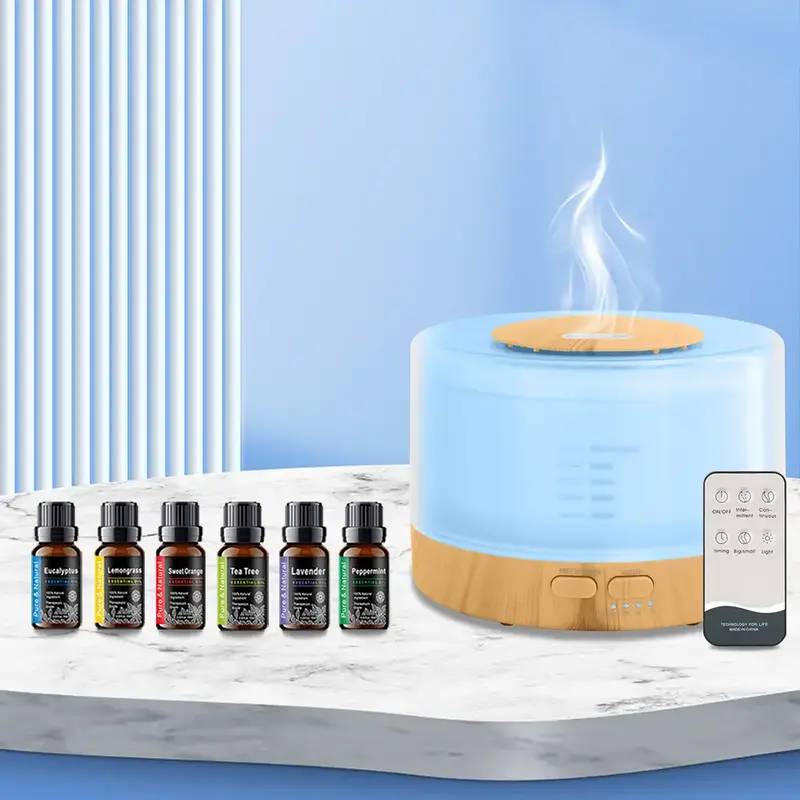 Ultrasonic Smart Diffuser Humidifier - 16.9oz Tank, Timer Modes,  7 Color Lights (Includes 6 Premium Essential Oils) air  pur...