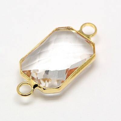 Golden Tone Brass Glass Rectangle Links connectors