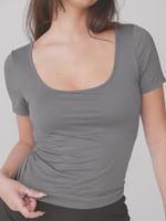 Solid Scoop Braless Short Sleeve