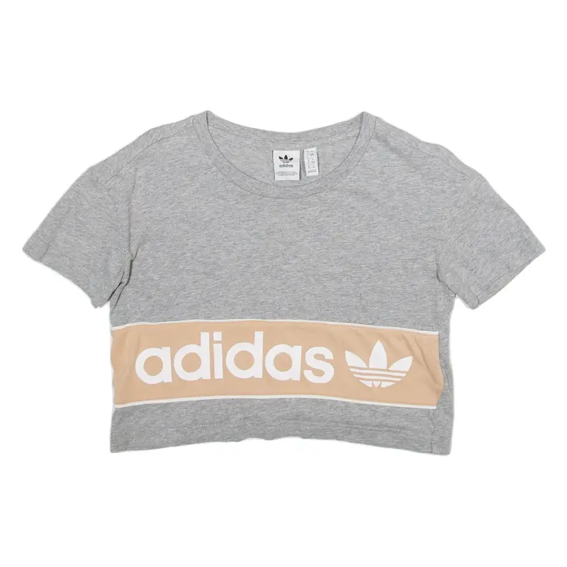 ADIDAS Cropped Womens T-Shirt Grey UK 4