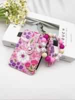 Women's Boho Style Daisy Flower Pattern Phone Ladies Wallet, Fashionable Silicone Beaded Wristlet Phone Wallet with Tassel De...