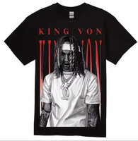 King Von Graphic Tee, Bold Urban Style with Unique Print Cotton Menswear