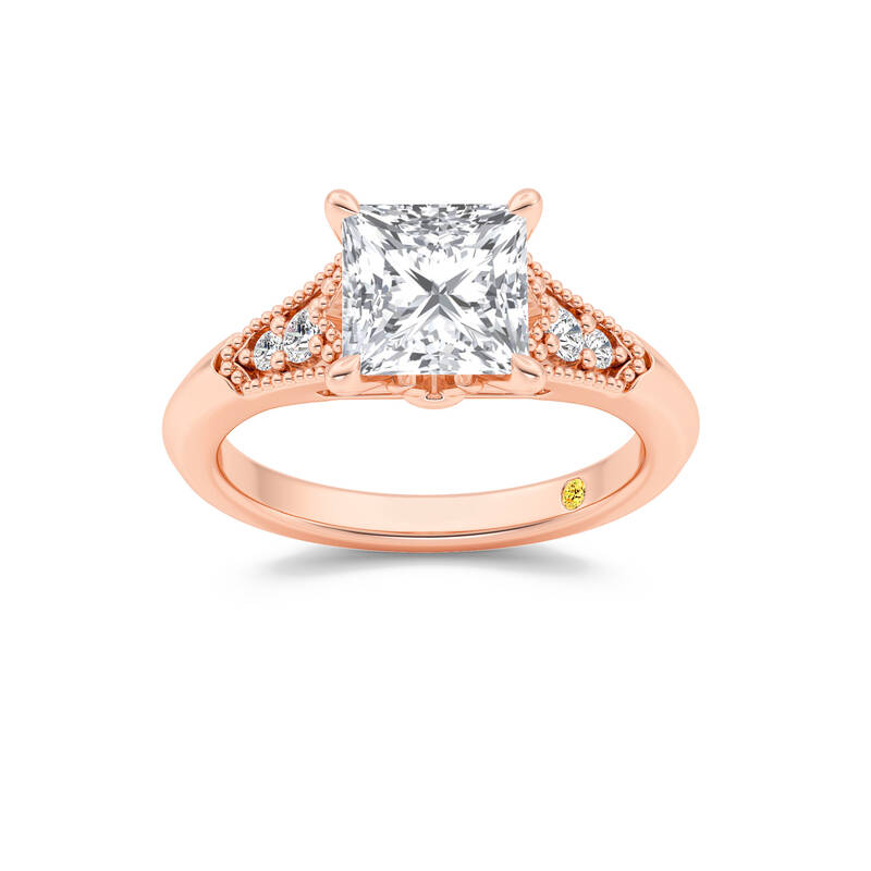 Lily Art Deco Princess Cut Lab Grown Diamond Engagement Ring | 10K Rose Gold 1 5/8 CT. TW.