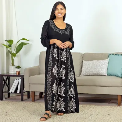 Free Flowing Midi Dress | Handmade, Fair Trade - Purple - 1X