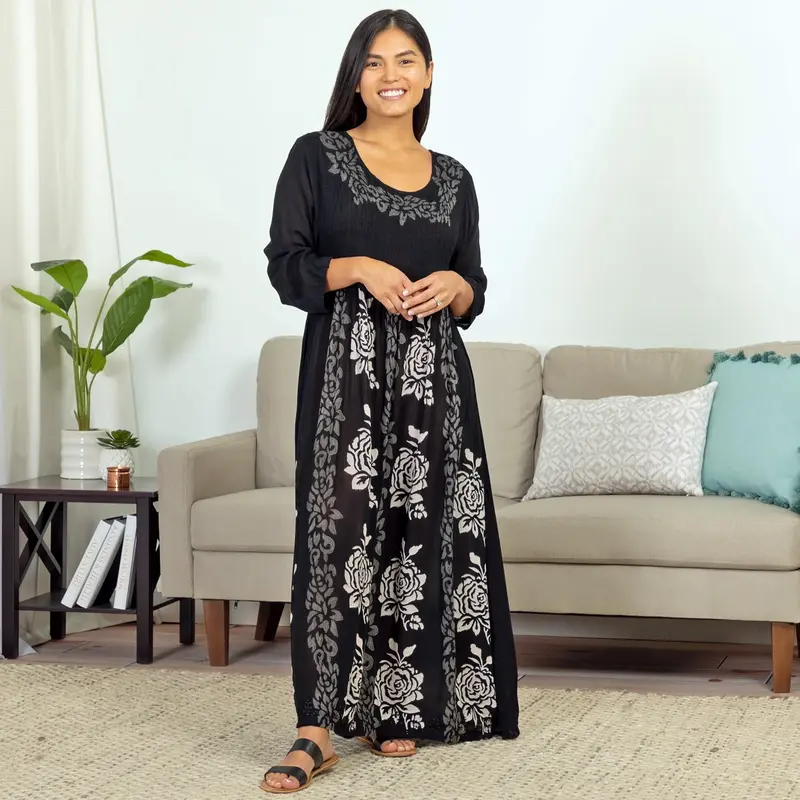 Free Flowing Midi Dress | Handmade, Fair Trade - Purple - 1X