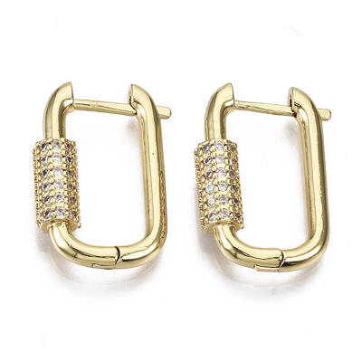 Brass Micro Pave Cubic Zirconia Huggie Hoop Earring