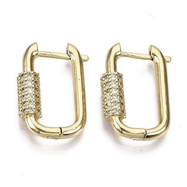 Brass Micro Pave Cubic Zirconia Huggie Hoop Earring