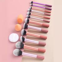 Makeup Brush applicator kit , 12pcs/set  Brushes，2Counts Sponges &2Count Powder Puff,1 set Multifunctional Makeup Brushes f...