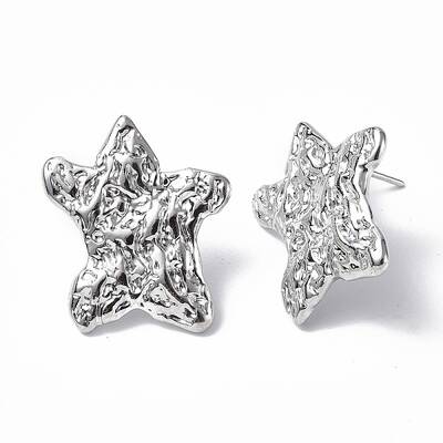 Non-Tarnish 304 Stainless Steel Textured Star Stud Earrings for Women