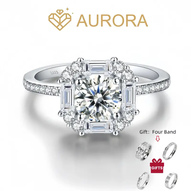 【#06 Ice Sugar】Moissanite ring  925 sterling silver  Engagement Anniversary  Jewelry Synthetic Moissanite