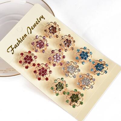 12Pcs Alloy Rhinestone Brooch for Backpack Clothes