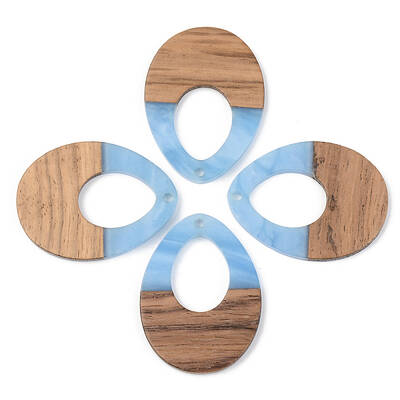 Opaque Resin & Walnut Wood Pendants