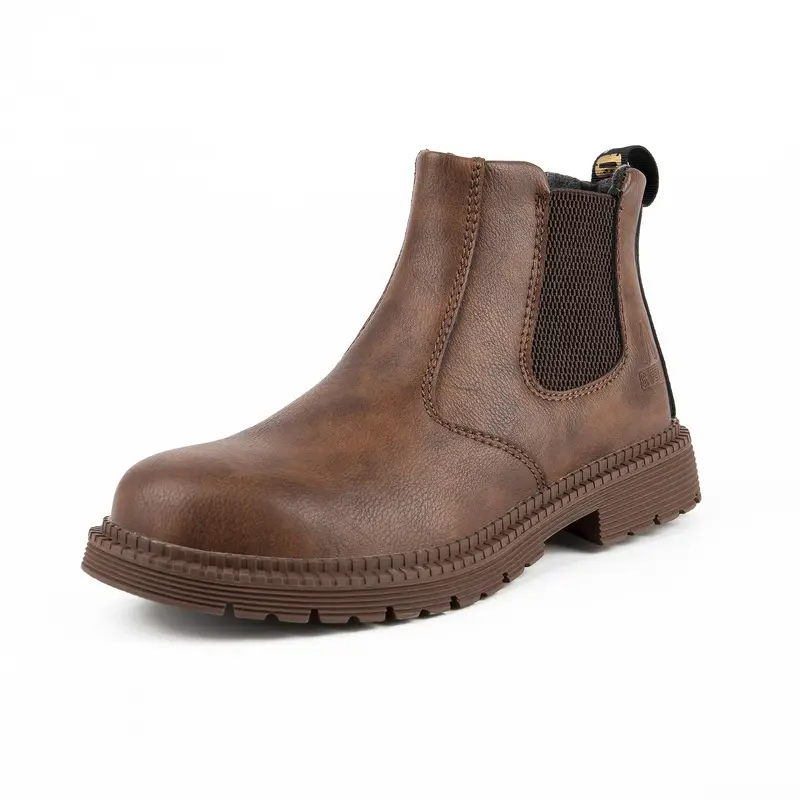 Men's Steel Toe Work Boots Leather Waterproof Work Shoes Anti Slip Safety Shoes