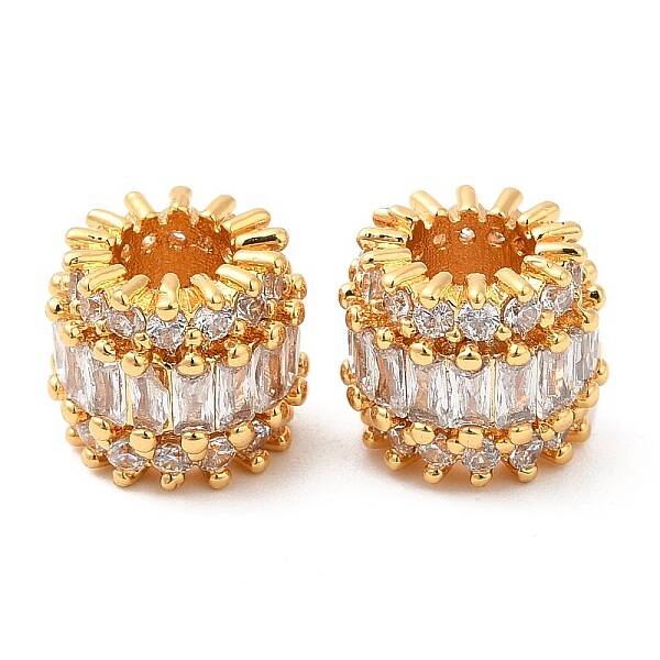 Brass Micro Pave Cubic Zirconia European Beads