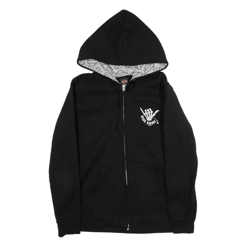 HARLEY DAVIDSON Mens Black Hoodie Full Zip M