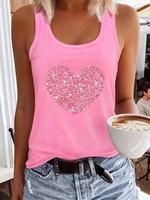 Women's Heart Print Tank Top, Casual Sleeveless Top for Daily Wear, Ladies Clothes for All Seasons, Going Out Tops, Tanktop, ...