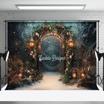 Aperturee Blurry Dark Night Floral Lighted Christmas Backdrop | Christmas Backdrops For Photography | Xmas Backdrop | Christm...