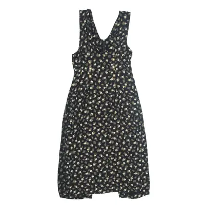 IMPULSIVE Day Dress Black Floral Nylon Sleeveless Midi Womens UK 12
