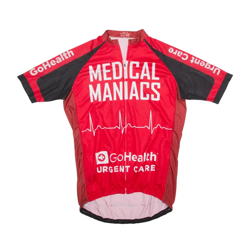 HEALTHCARE Full Zip Cycling Shirt Jersey Red Short Sleeve Mens S