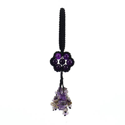 Flower Natural Amethyst Braided Thread Pendant Decorations