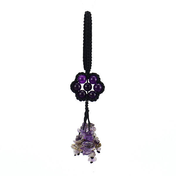 Flower Natural Amethyst Braided Thread Pendant Decorations