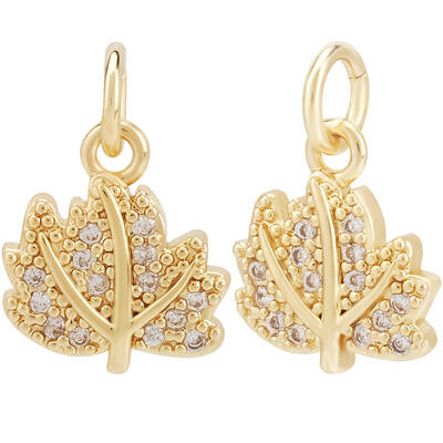 12Pcs Brass Micro Pave Cubic Zirconia Charms
