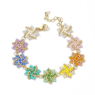 Handmade Seed Braided Octagram Link Chain Bracelet
