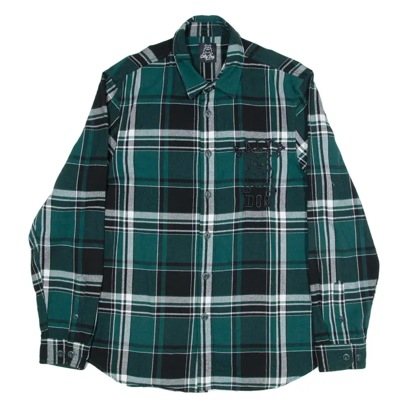 SALTY DOG Mens Shirt Green Check Long Sleeve M