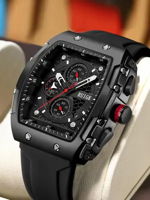 Men's Sportive Digital Modern Quartz Stainless Steel Wristwatch, Fashionable Square Dial Analog Digital Durable Watch with Si...