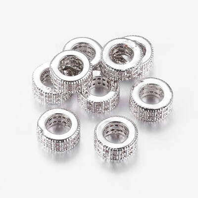 Brass Cubic Zirconia European Beads