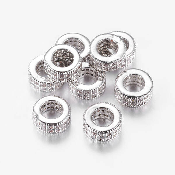 Brass Cubic Zirconia European Beads