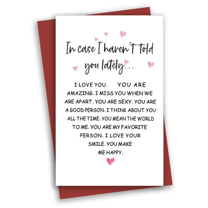 Letter Print  Anniversary Card, 1 Set Romantic Greeting Card, Unique Gift Card for Wife Husband Boyfriend Girlfriend