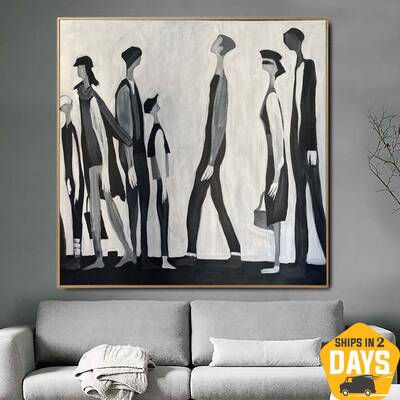 Abstract Figurative Paintings On Canvas Original Humans Painting Black And White Minimalist Painting Wall Decor | QUEUE 46&qu...