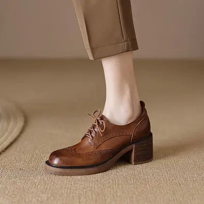 CHIKO Jeneleah Round Toe Block Heels Oxfords Shoes