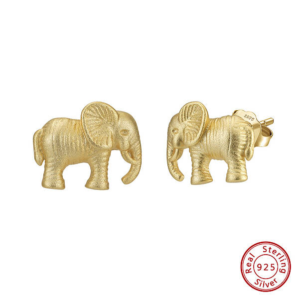 925 Sterling Silver Elephant Stud Earrings
