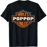 Summer Short Sleeves  Mens World's Coolest Poppop Best Dad In The World Father's Day T-Shirt Streetwear Menswear