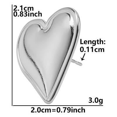 Stylish 304 Stainless Steel Heart Stud Earrings for Women