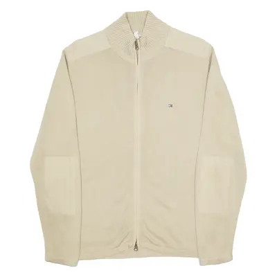 TOMMY HILFIGER Mens Jumper Beige High Neck Tight Knit M