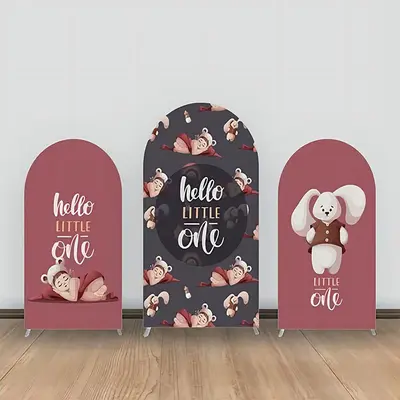 Little One Girl Repeat Rabbit Red Arch Backdrop Kit - Aperturee