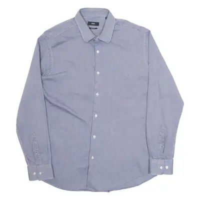 BOSS HUGO BOSS Mens Plain Shirt Blue Long Sleeve XL