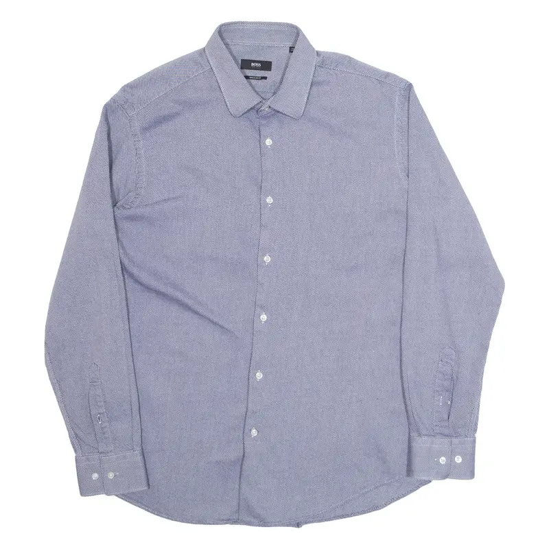 BOSS HUGO BOSS Mens Plain Shirt Blue Long Sleeve XL