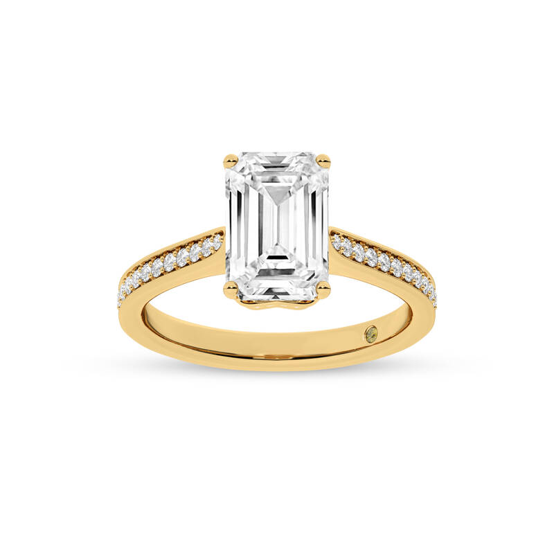 Taos Hidden Halo Emerald Cut Lab Grown Diamond Engagement Ring | 14K Yellow Gold 3 3/4 CT. TW.