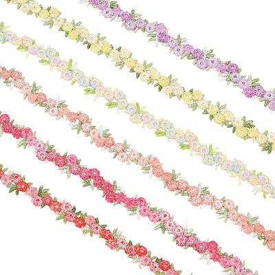 6 Yards 6 Colors Flower Polyester Embroidery Lace Ribbon