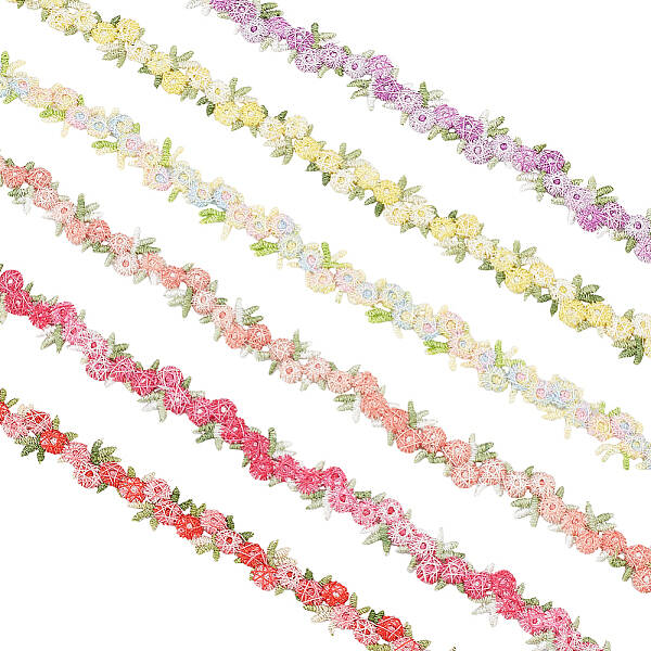 6 Yards 6 Colors Flower Polyester Embroidery Lace Ribbon