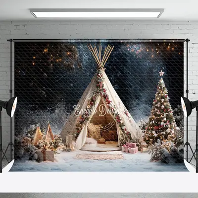 Flower Decorated Camping Tent Christmas Backdrop - Aperturee