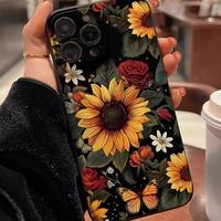 Sunflower Pattern Phone Case, Anti-drop Decorative Phone Protector Cover, Phone Accessories Compatible with iPhone 11 12 13 1...
