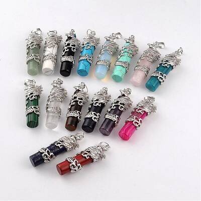 Column Natural & Synthetic Mixed Stone Pendants