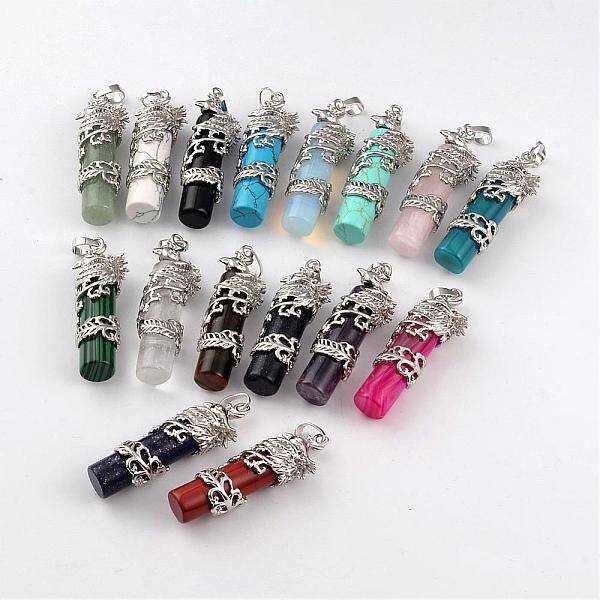 Column Natural & Synthetic Mixed Stone Pendants
