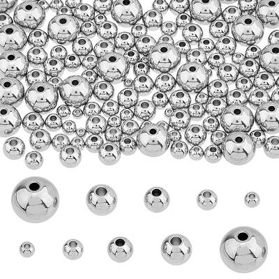 300Pcs 5 Styles 202 Stainless Steel Beads